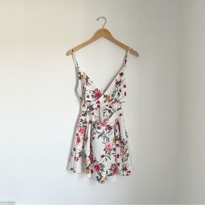 NanaMacs Floral Cutout Romper - White/Floral - Size Medium
